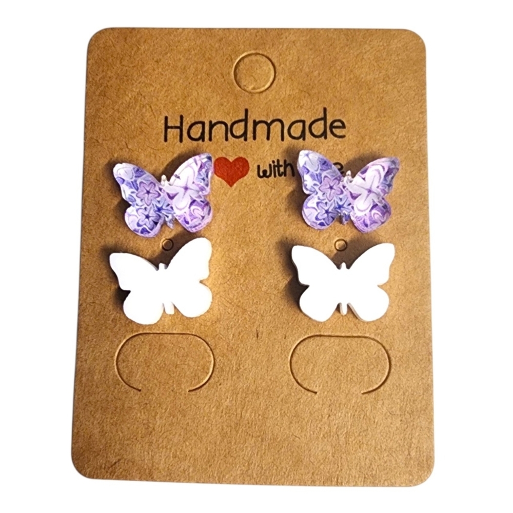 Violet Petalwing Acrylic Stud Earrings - 2 Pair - Picture 1 of 1